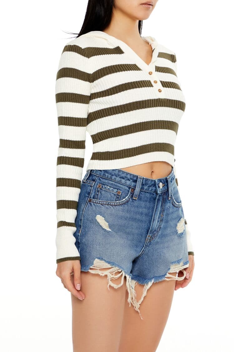 Çizgili Crop Kazak