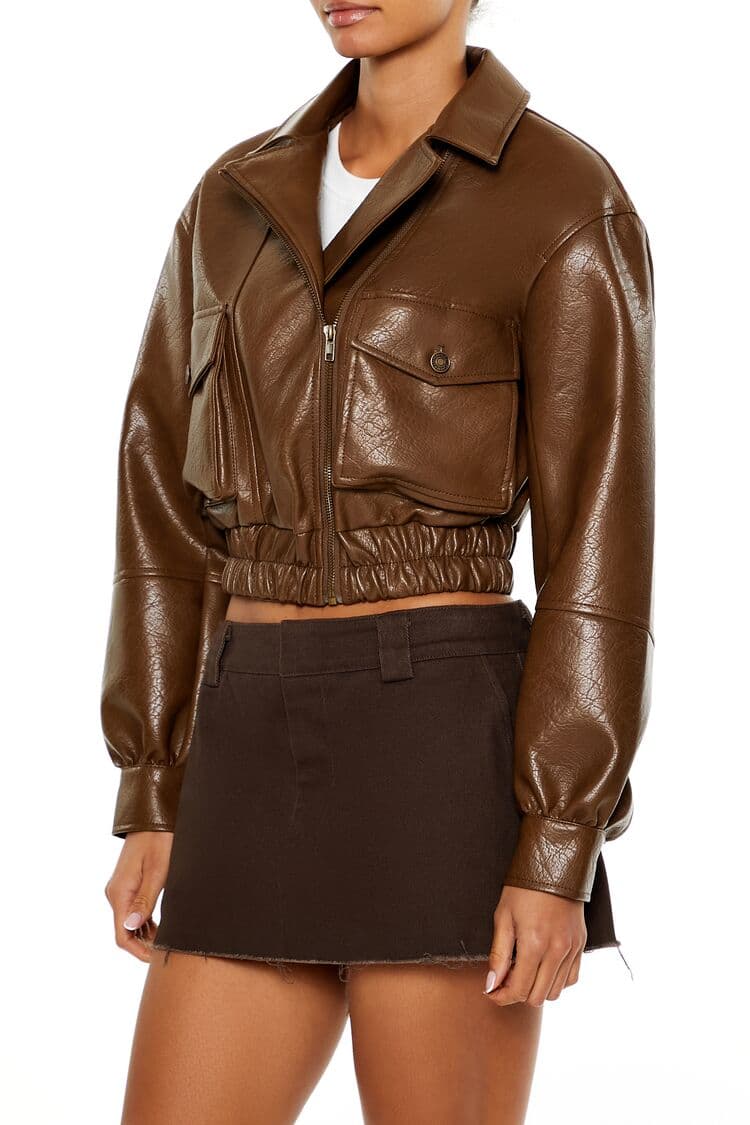 Suni Deri Bomber Ceket