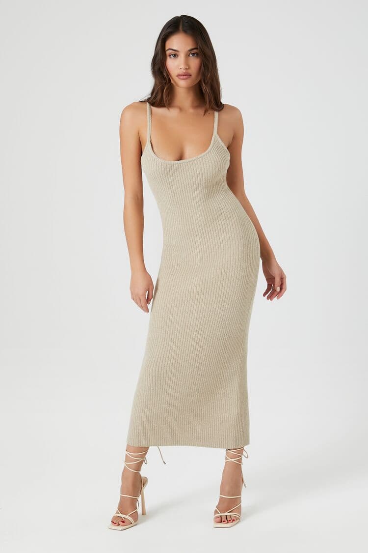 Triko Askılı Midi Elbise