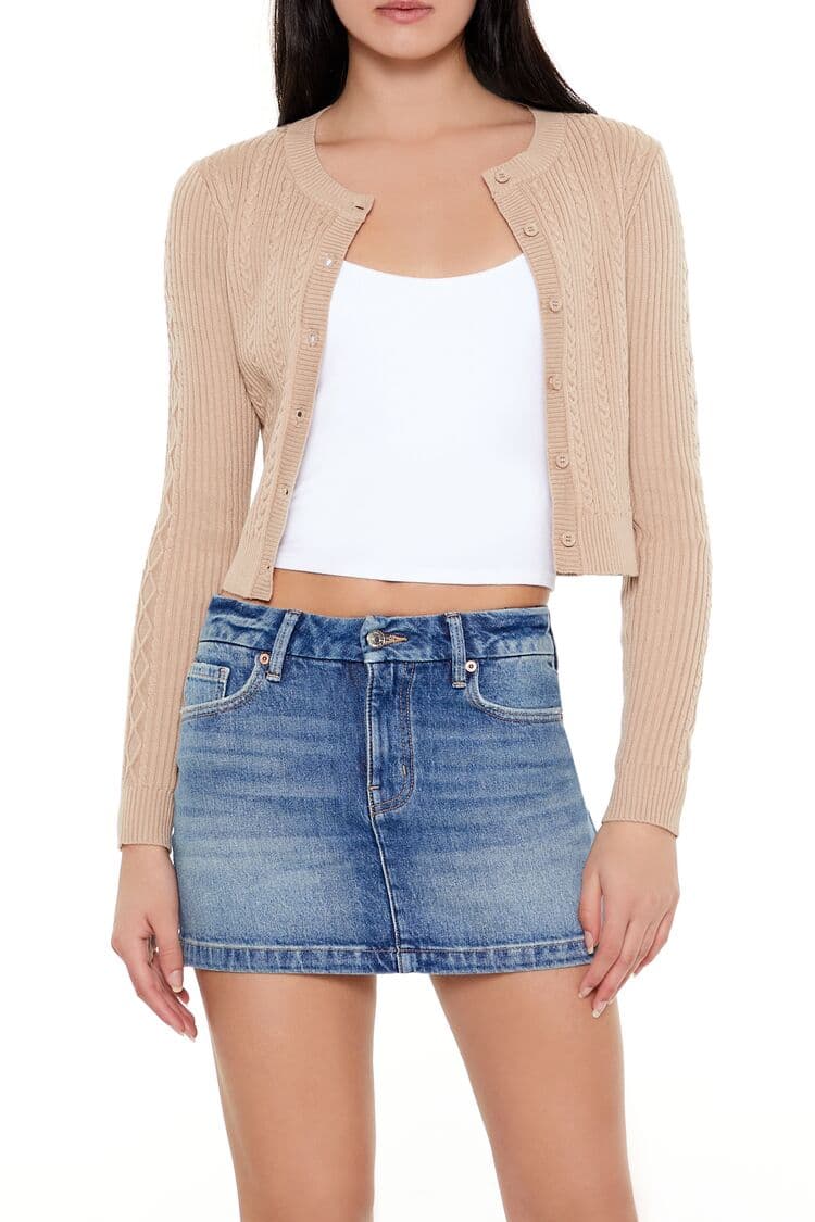 Örgü Desenli Crop Hırka