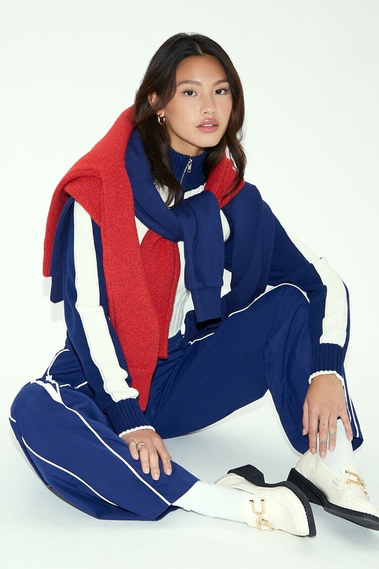 Ribanalı Renk Bloklu Kazak