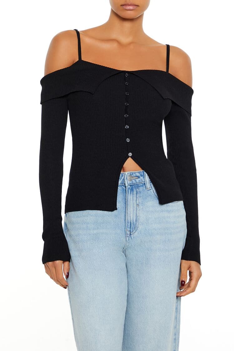 Açık Omuzlu Triko Kazak