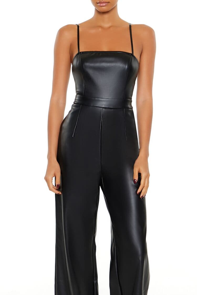 Suni Deri Wide-Leg Tulum