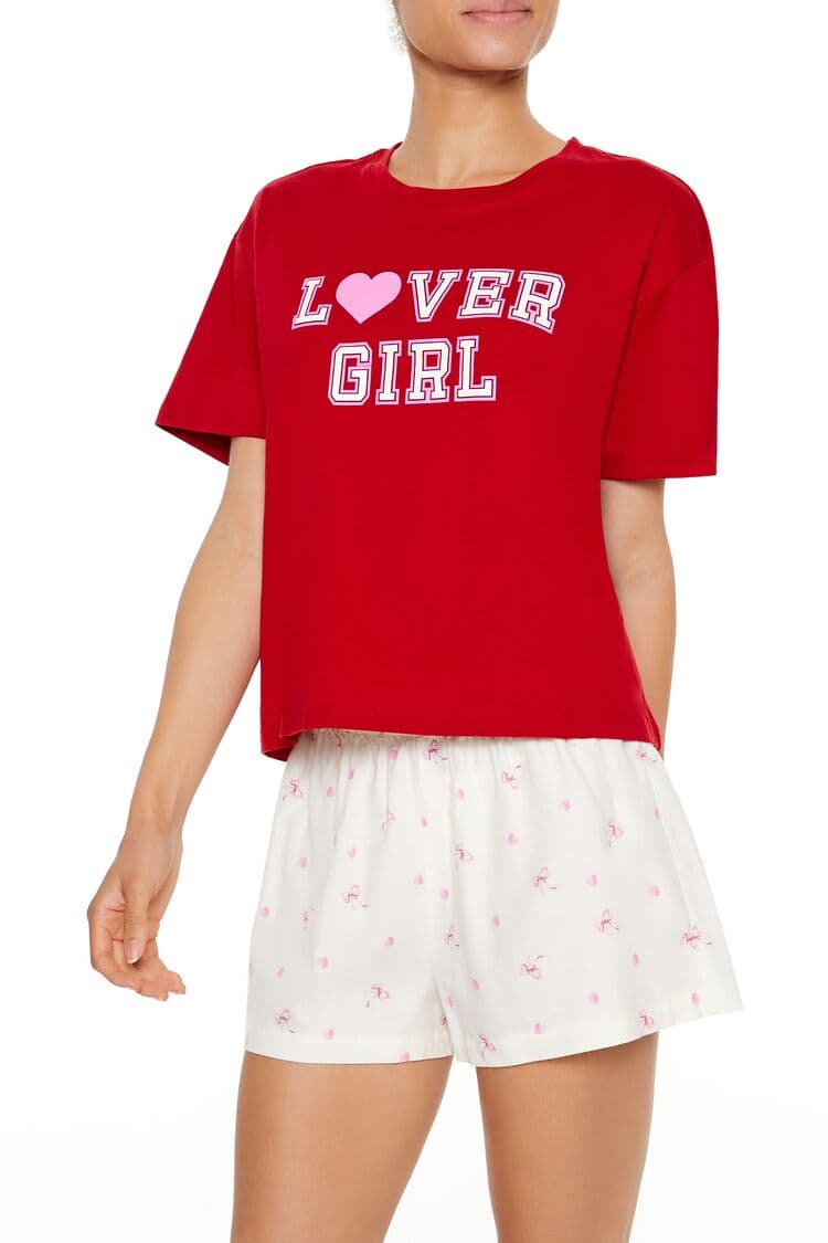 Lover Girl Baskılı Pijama Tişört