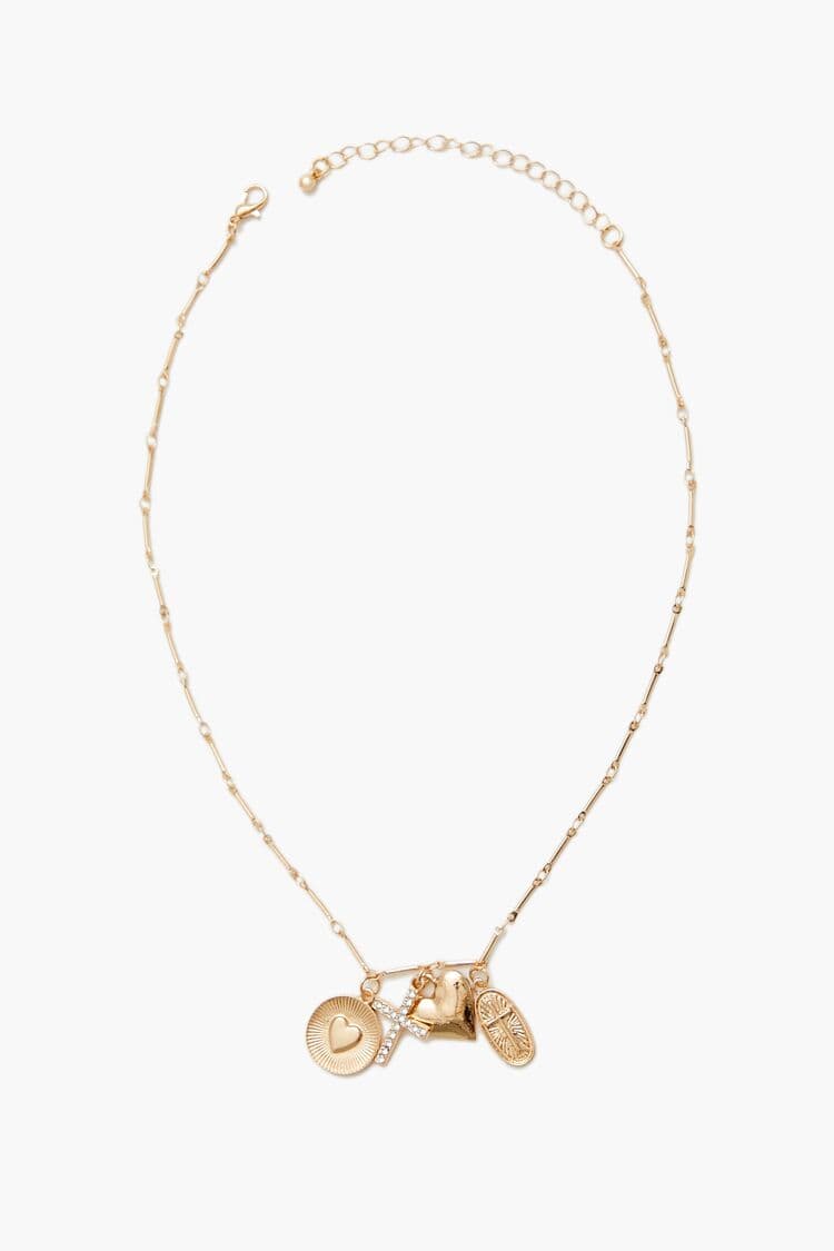 Taşlı Kalp Charm Kolye