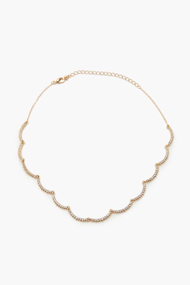 Strass Taşlı Dalgalı Kolye