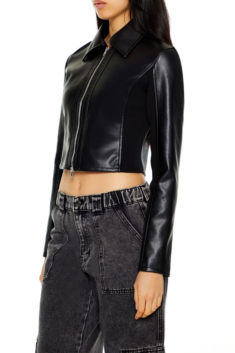 Suni Deri Crop Ceket