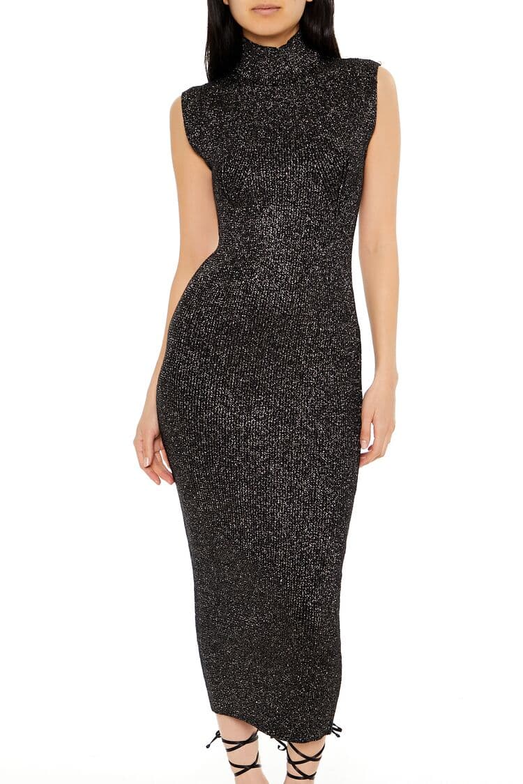 Simli Örme Maxi Kazak Elbise