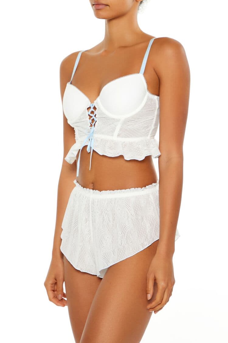 Fırfırlı Dantel Bağlamalı Korse