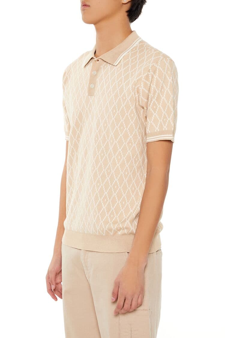 Geometrik Triko Polo Yaka Tişört