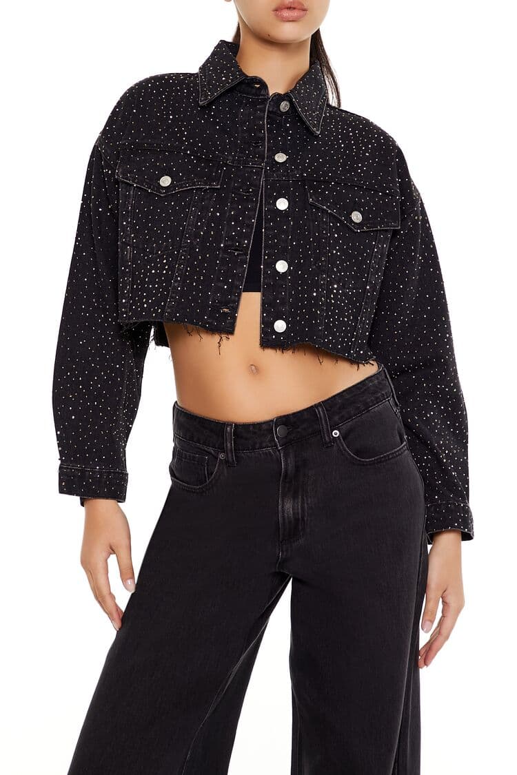 Taş Süslemeli Denim Ceket