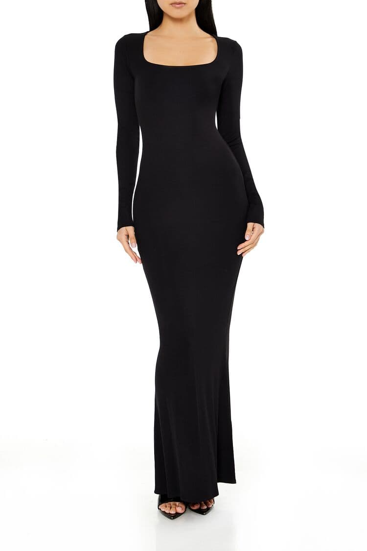 Kare Yaka Maxi Elbise