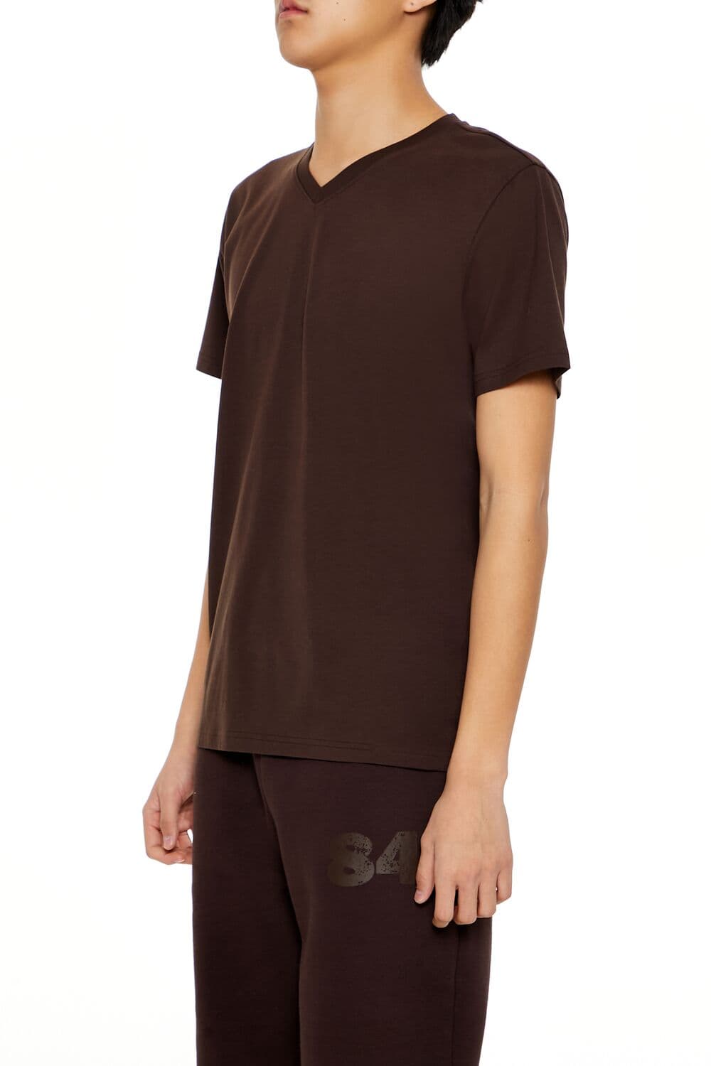 Pamuklu V-Yaka Tişört