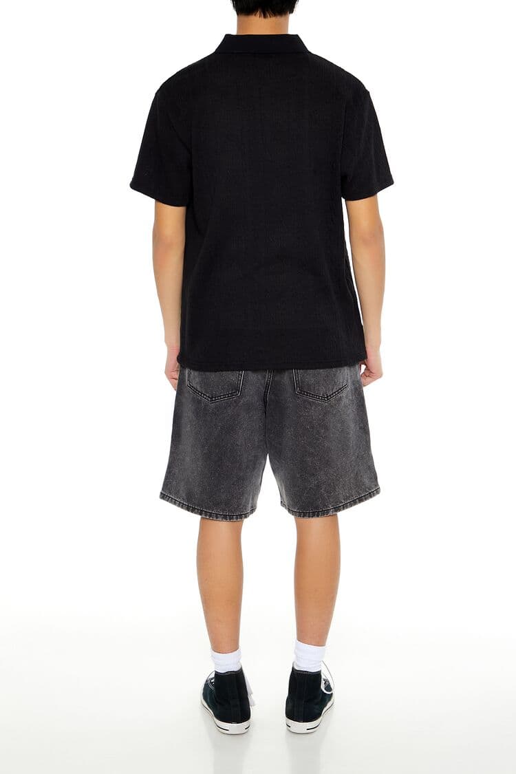 Mid-Rise Denim Baggy Şort