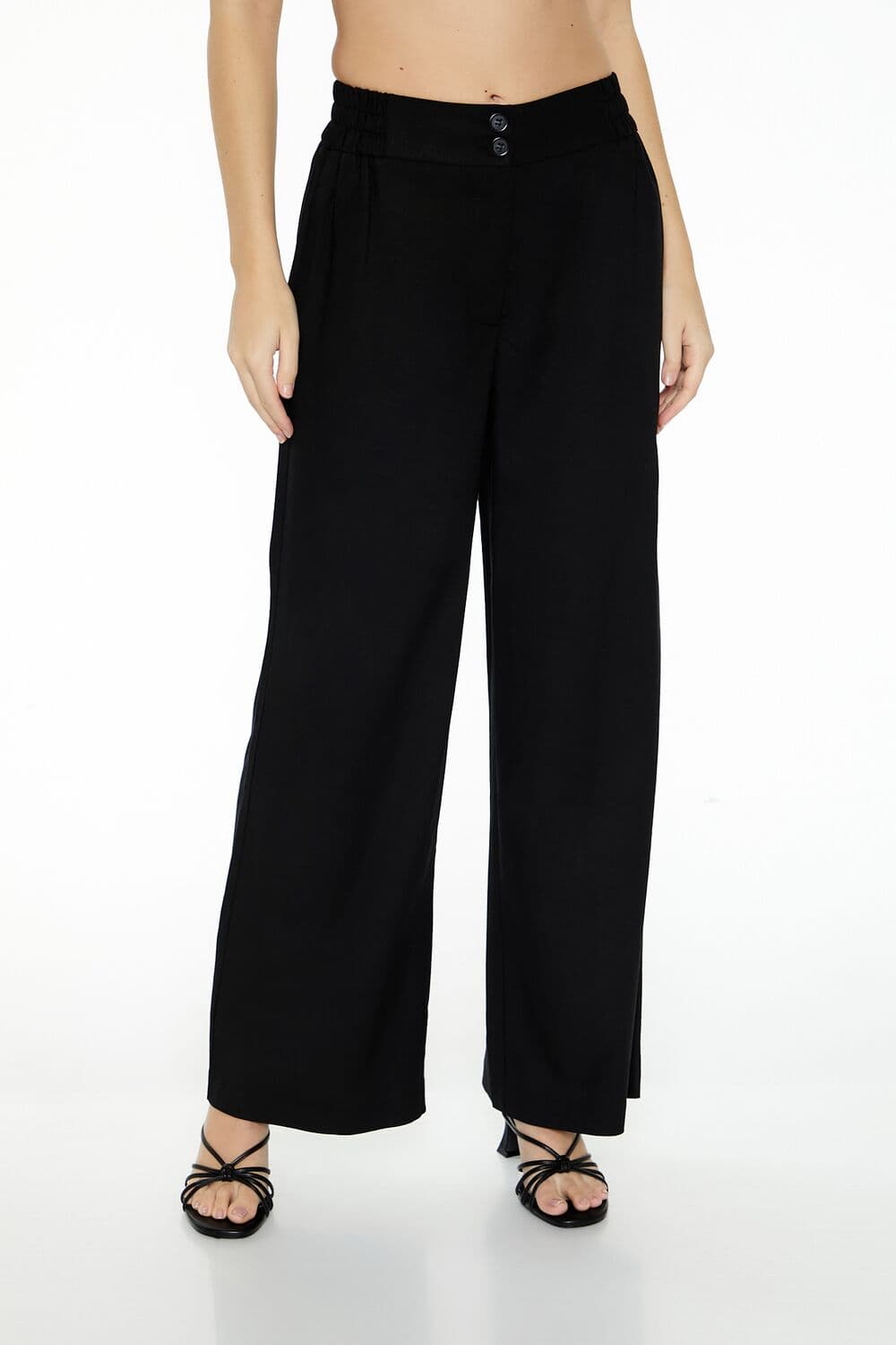 Mid-Rise Wide-Leg Pantolon