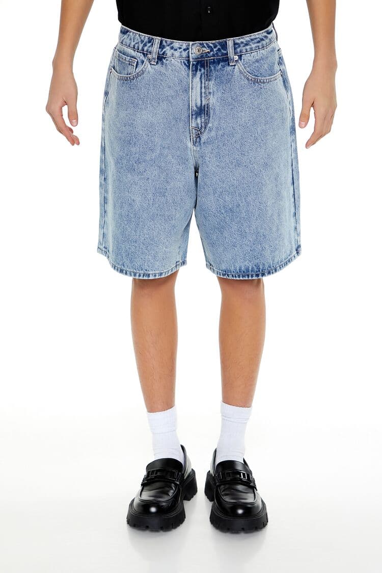 Mid-Rise Denim Baggy Şort