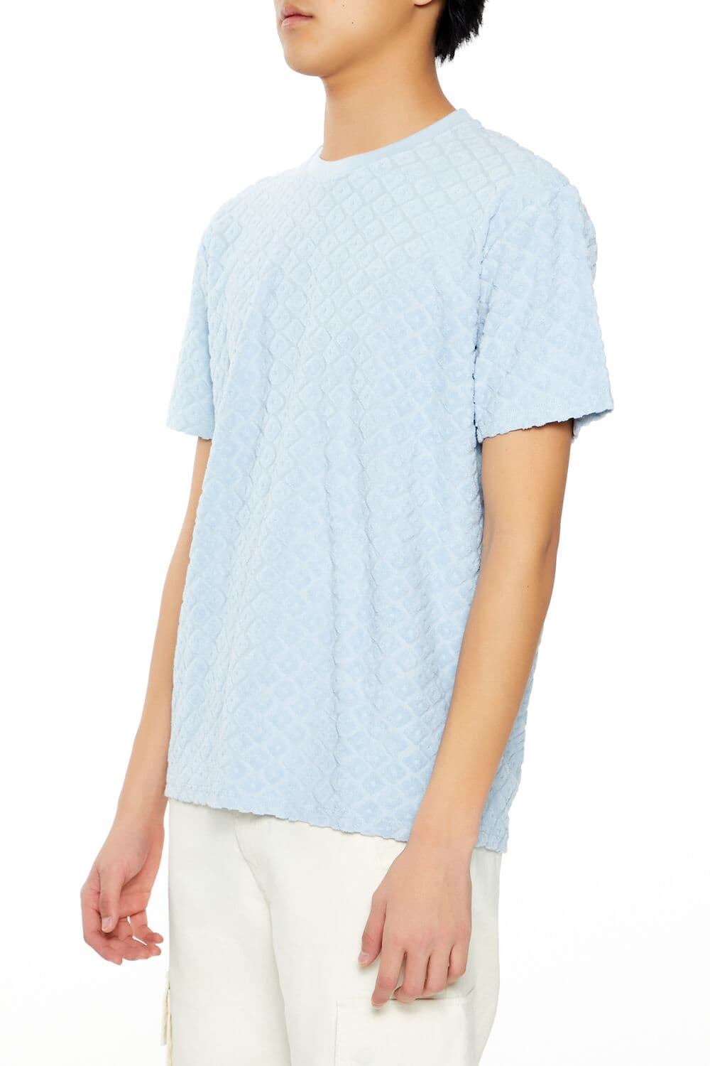 Kadife Dokulu Geometrik Desenli Tişört